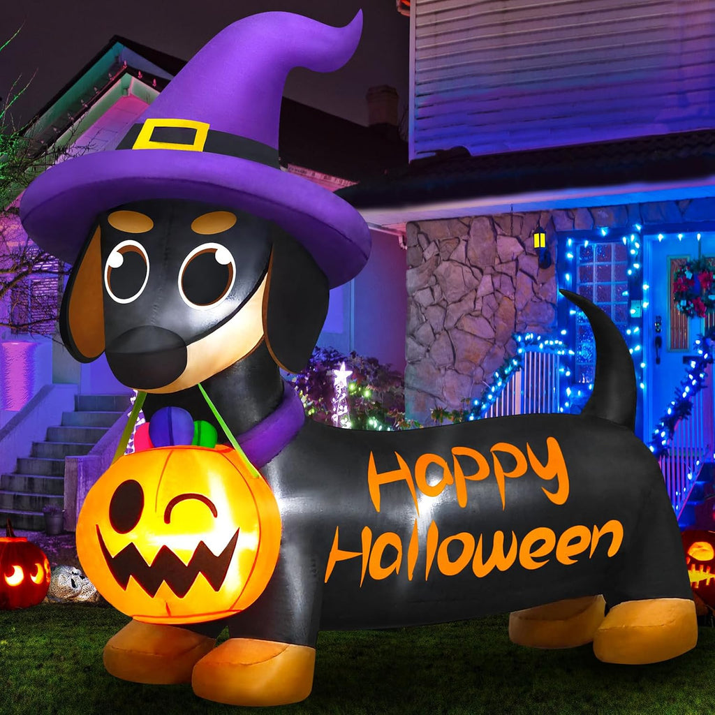 Danxilu Halloween Inflatables Outdoor Decorations 5 FT Dachshund Wiener Dog