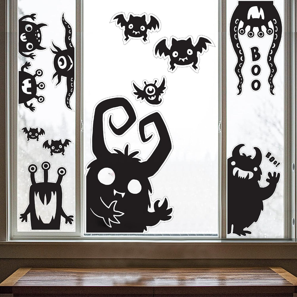JOYIN 6Pcs Halloween Decorations Window Covers Clings, Monster Novelty Cute W...