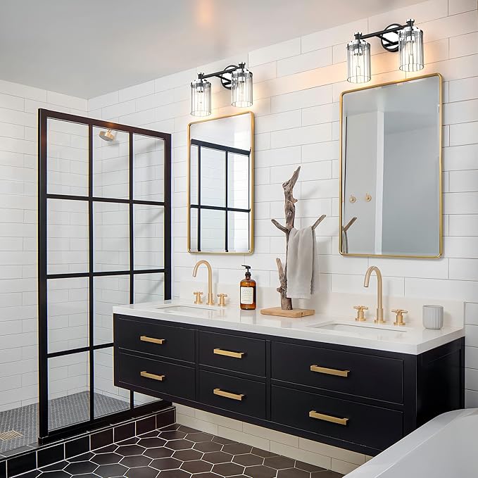 PHIXART Bathroom Lighting Fixtures Black and Chrome Bathroom Vanity Light