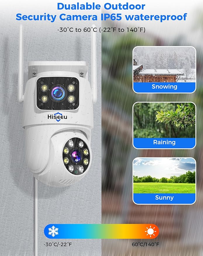 Hiseeu 2 Pack Wireless Security Camera 5G/2.4G WiFi Dual Lens PTZ Camera