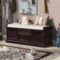 Knocbel 42.5" Storage Bench with Removable Cushion, 2 Drawers and 2 Cabinets, Entryway Hallway Foyer Shoe Bench Bedroom End of Bed Bench (Espresso)