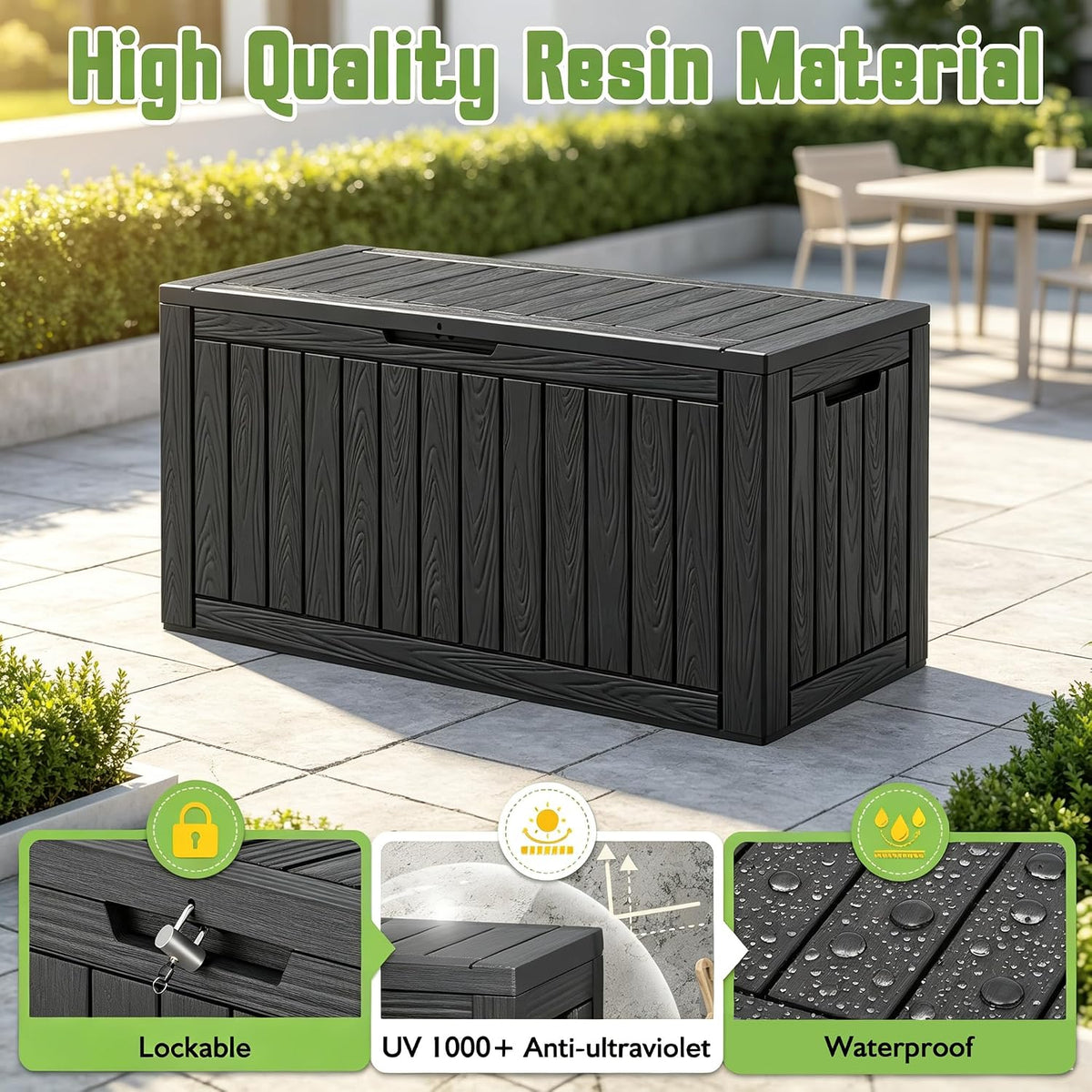 outdoor storage waterproof deck box for patio (110, close-up detail