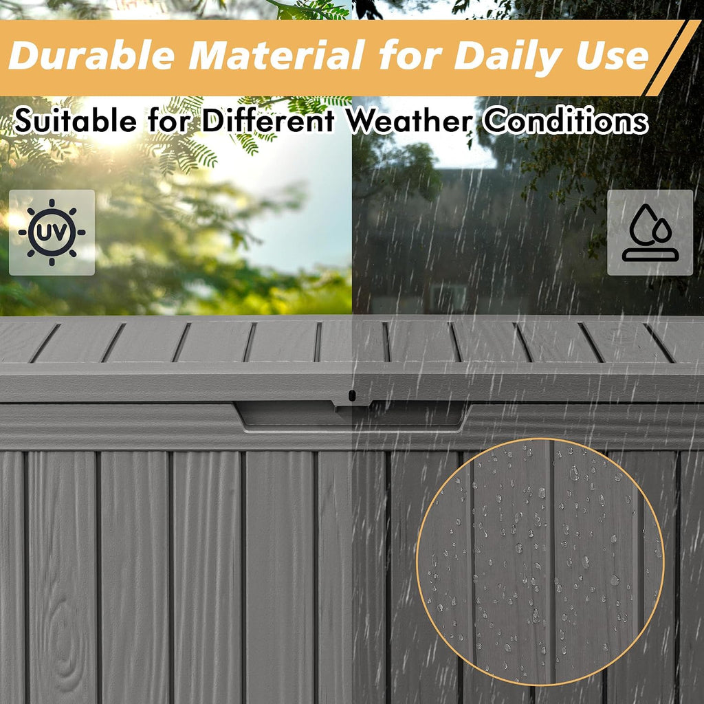 fancyango 90 gallon large outdoor storage deck box, close-up detail