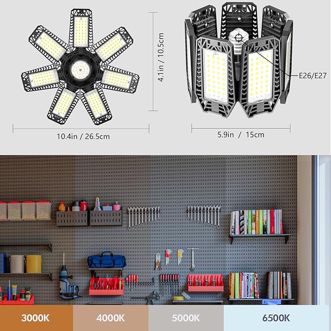 CHENGCHILIT LED Garage Light 8 Pack - 200w 20000LM 6500K Garage Lights Ceiling