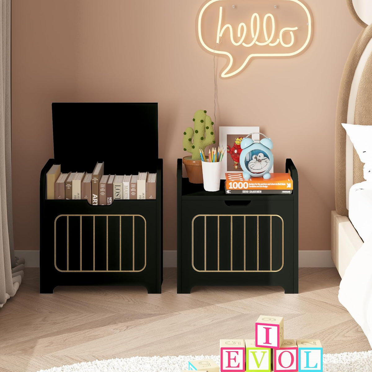 aenuert storage chests, small cube organizer box,wooden entryway, close-up detail