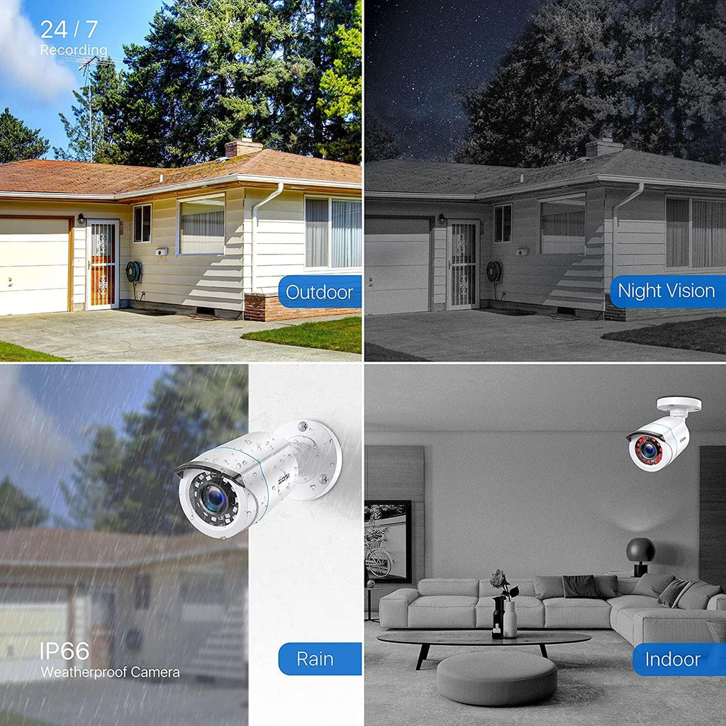zosi 4 pack 1080p hd-tvi security camera outdoor, side view