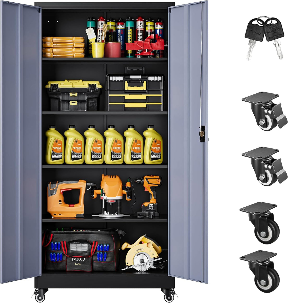 SISESOL 75" Tall Metal Storage Cabinet