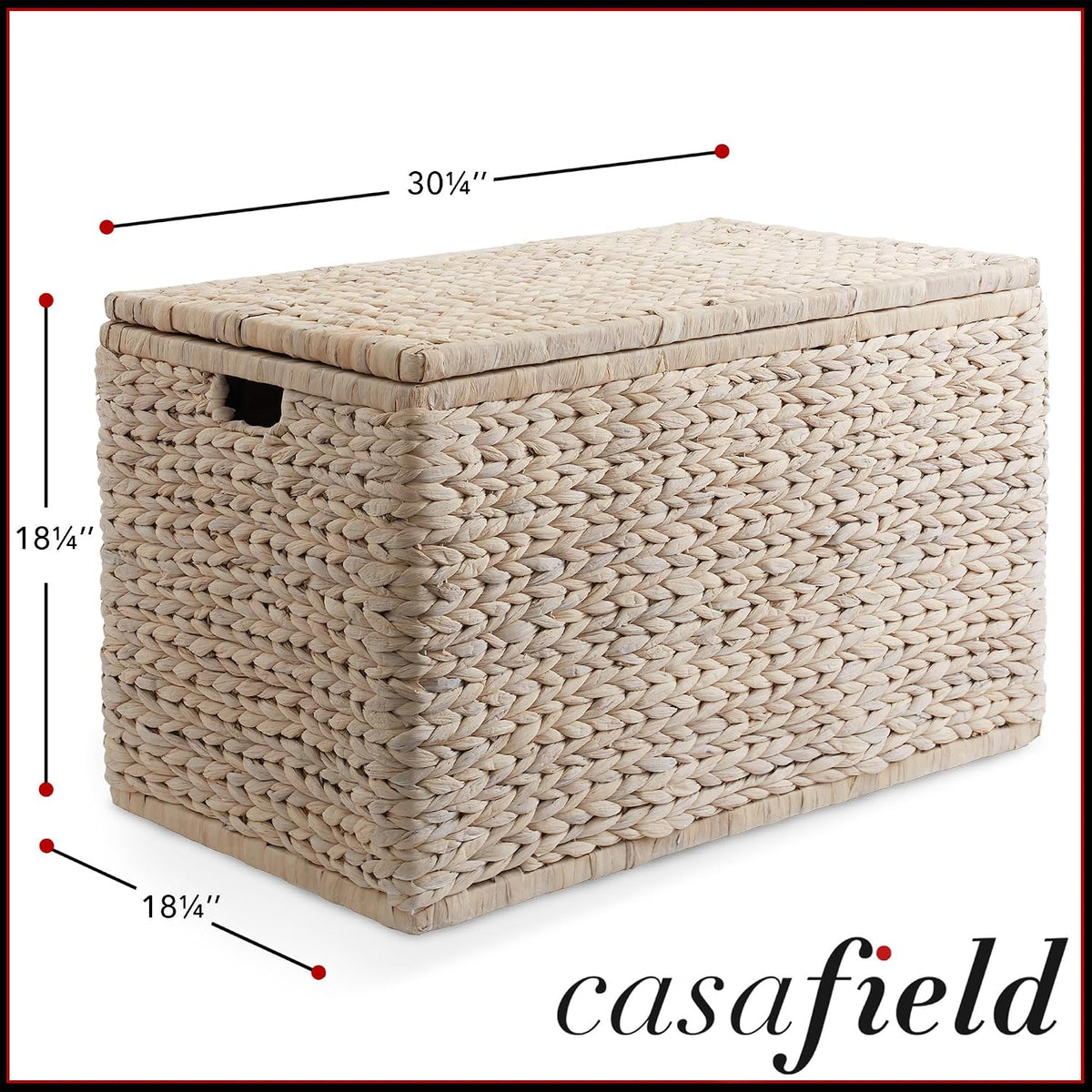 casafield 30" storage chest with lid, handles, and on a desk or shelf