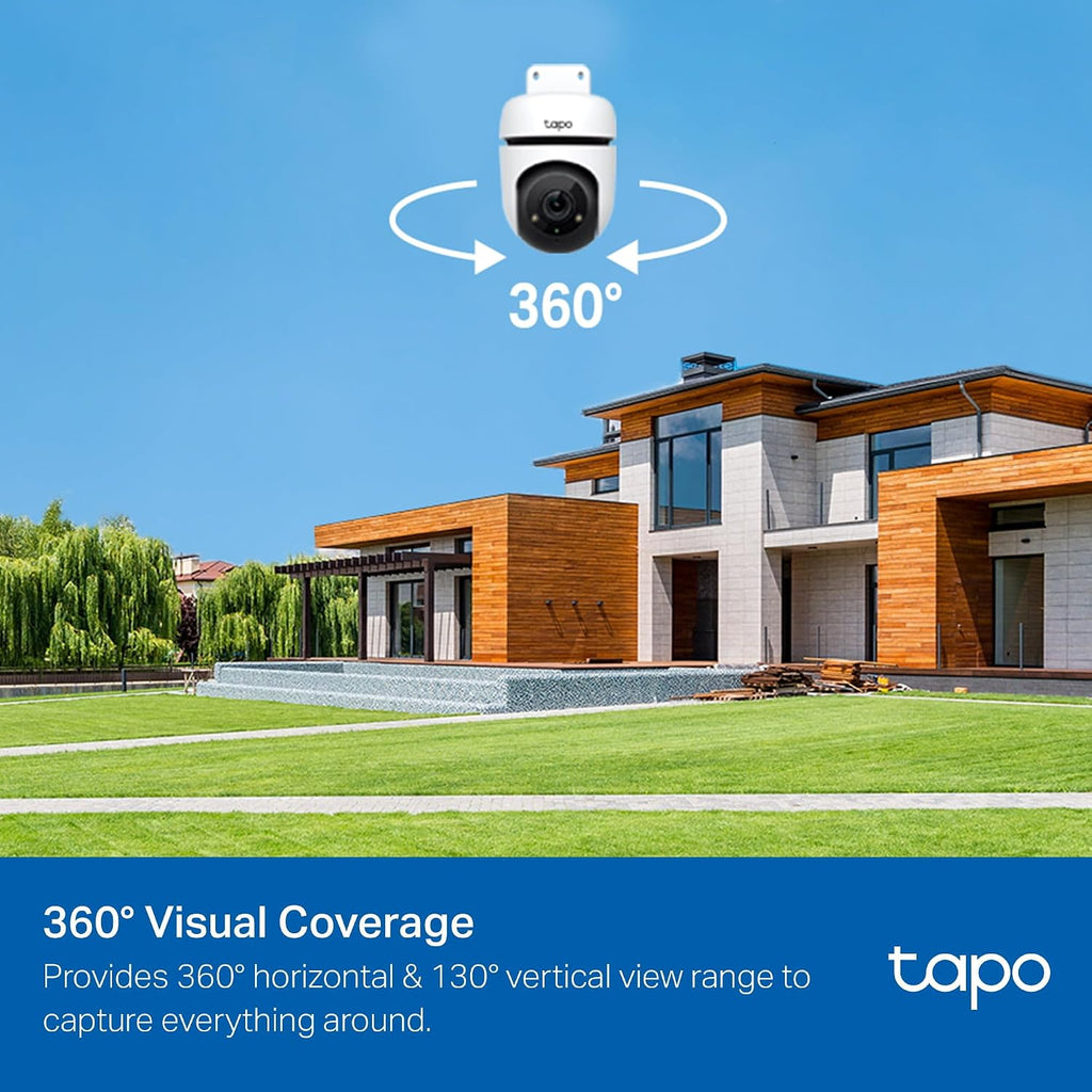 tp-link tapo 1080p outdoor wired pan/tilt security camera, side view