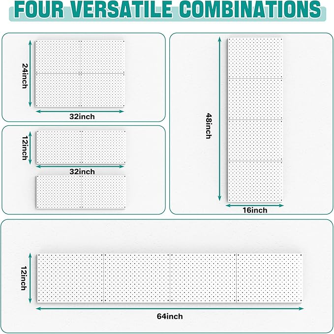 EVERHANGER Metal Pegboard Panels, Heavy Duty Pegboard Wall Organizer, Garage