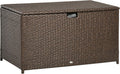 Outsunny 113 Gallon Deck Box Rattan Outdoor Storage Box Brown