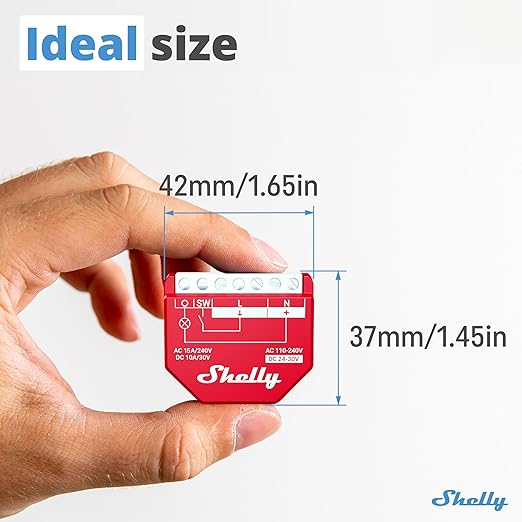 Shelly Wave 1PM US LR UL | Z-Wave Long Range Smart Switch Relay, 1-Channel 15 A