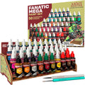 The Army Painter, Warpaints Fanatic Mega Set Combo, 50 x 18 ml | Painting Set incl. Skin Tones, Metallics, Effects, Washes, 1 Free Paint Station & 2 Brushes - Model Paint for Warhammer & Dnd