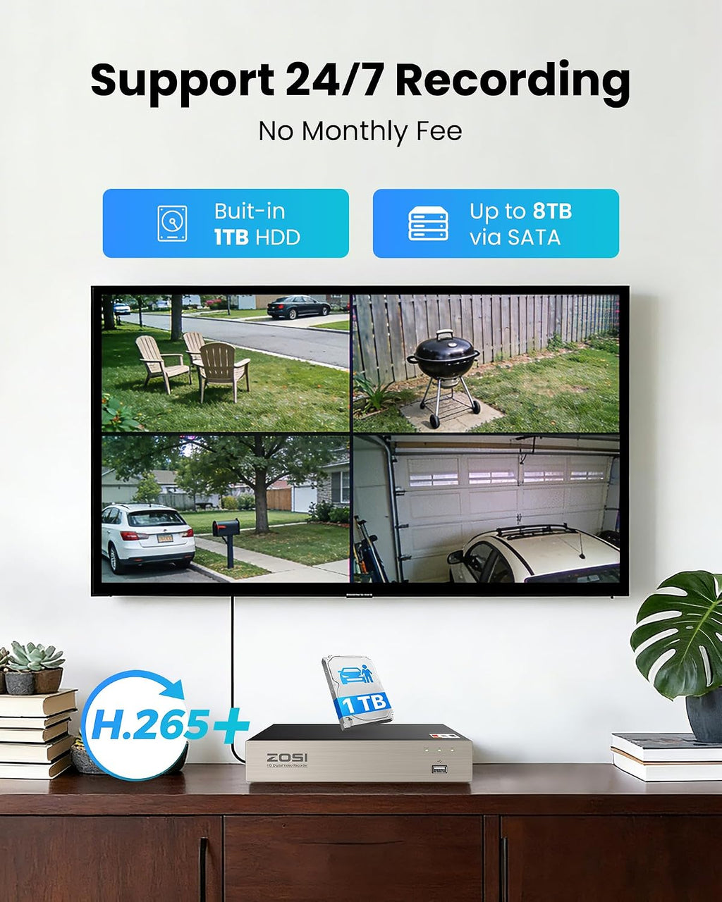 zosi 3k lite 8ch security camera system with, package contents