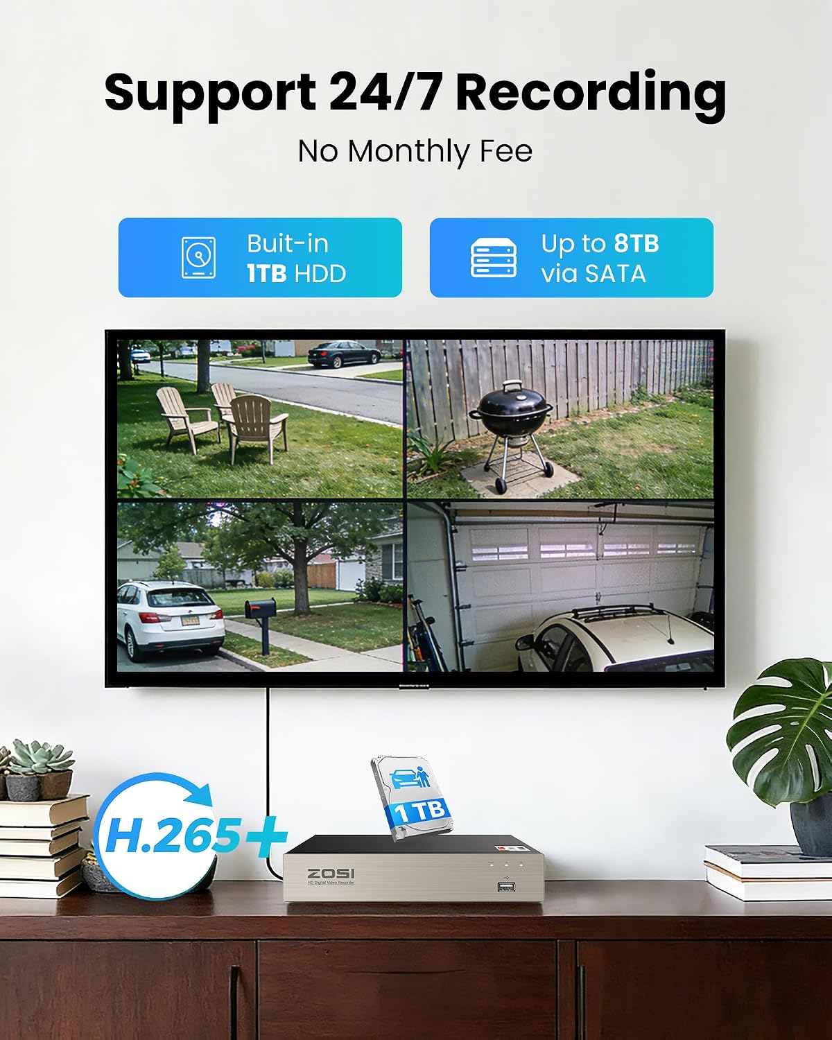 zosi 3k lite 8ch security camera system with, package contents