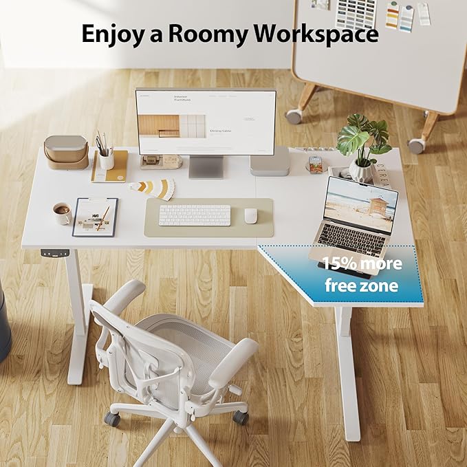 Agilestic Electric Standing Desk, L-Shaped 59 Inches Height Adjustable Desk