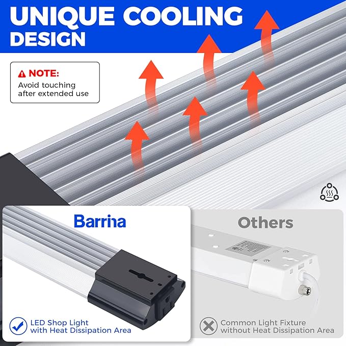 Barrina BS84 LED Shop Lights for Workshop 4FT, 5000K Utility Shop Lights (6 Packs)