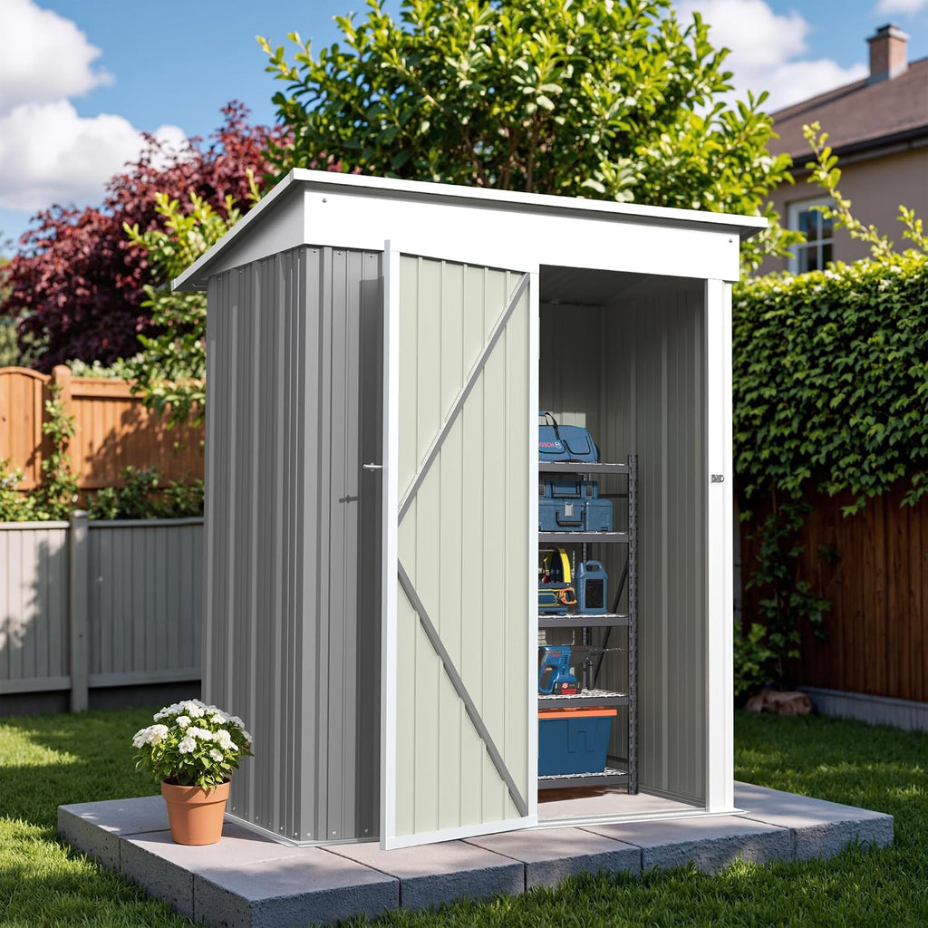 Greesum Outdoor Storage Shed 5 x 3 ft. Utility Tool Shed, Gray
