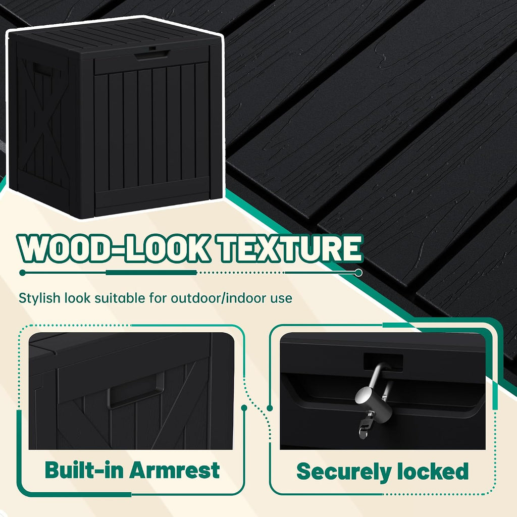 devoko 40 gallon deck box lockable outdoor storage shown in use
