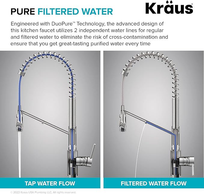 KRAUS Oletto 2-in-1 Commercial Style Pull-Down Single Handle Water Filter