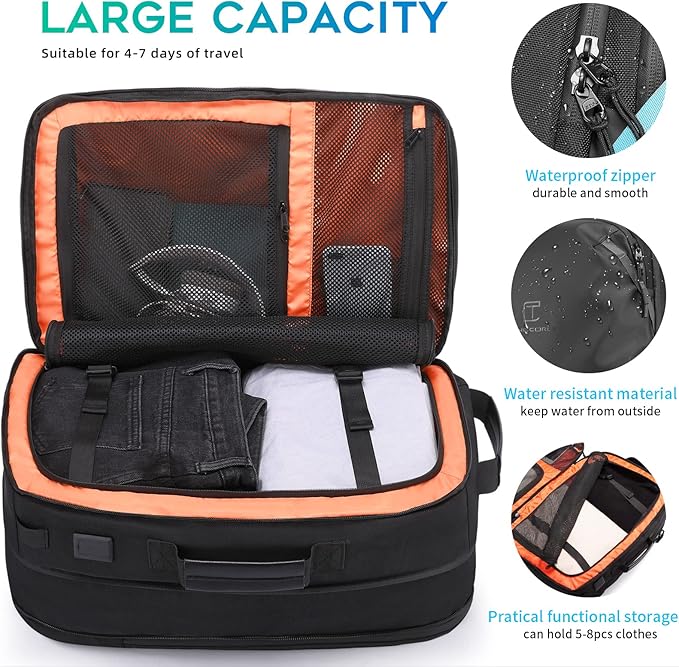 Travel Carry on Backpack, Extra Large Expandable 45L Backpack