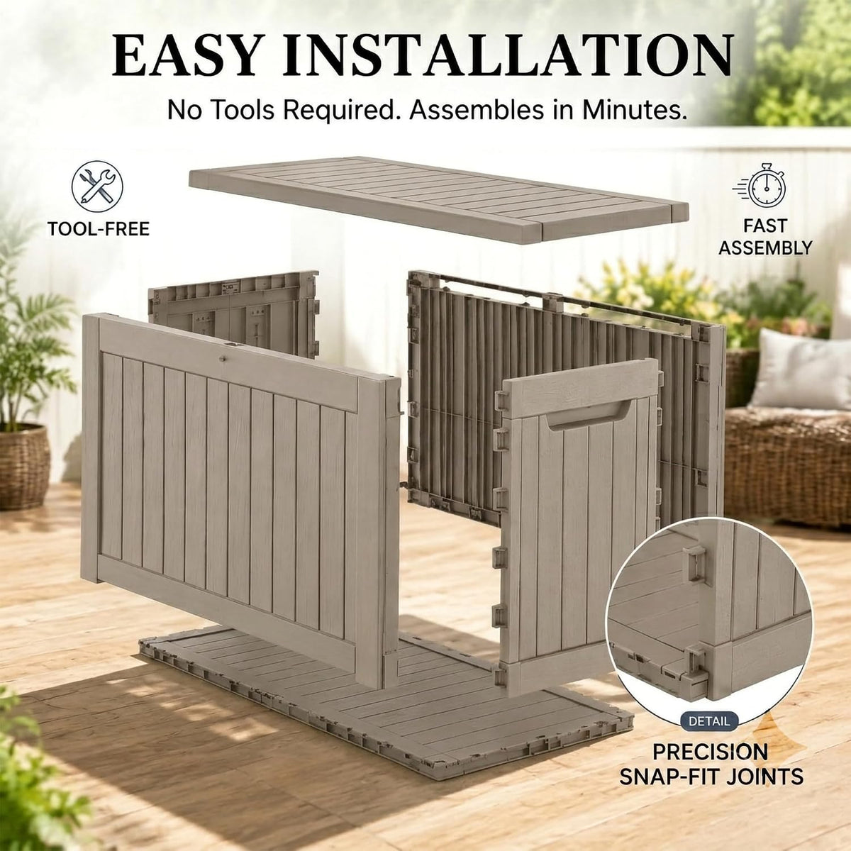 320 gallon extra-large outdoor storage box, waterproof lockable, package contents