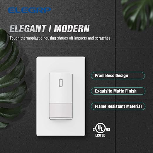 ELEGRP Occupancy Motion Sensor Light Switch, PIR Infrared Motion Activated Wall (6 Pack)