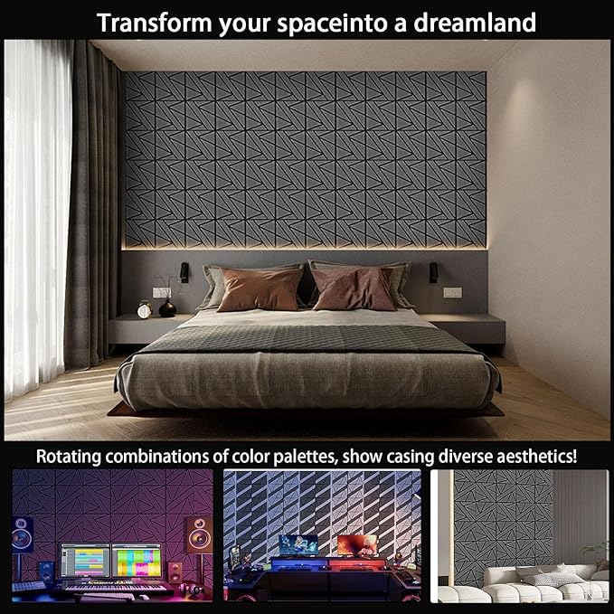 12 Pack Self-Adhesive Soundproof Wall Panels, 1.2lb/ft³ High Density, Thicker