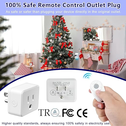 Greencycle Remote Control Outlet, Wireless Light Switch and 4 Outlet Plugs