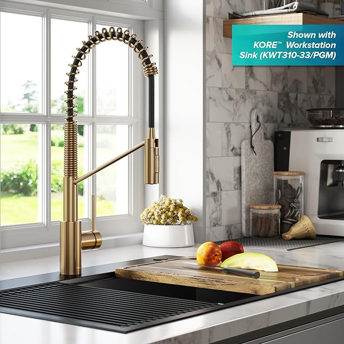KRAUS Oletto Commercial Style Single Handle Pull Down Kitchen Faucet