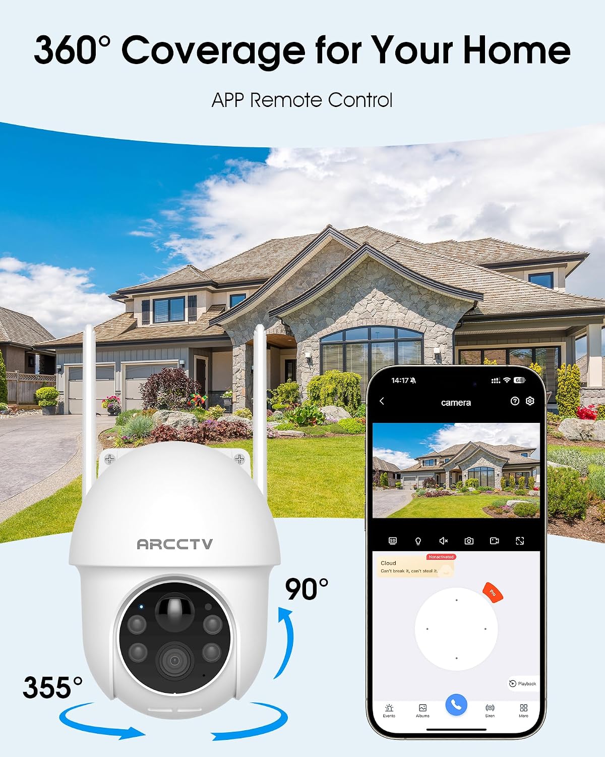 arcctv security cameras outdoor wireless 4mp solar wifi, side view