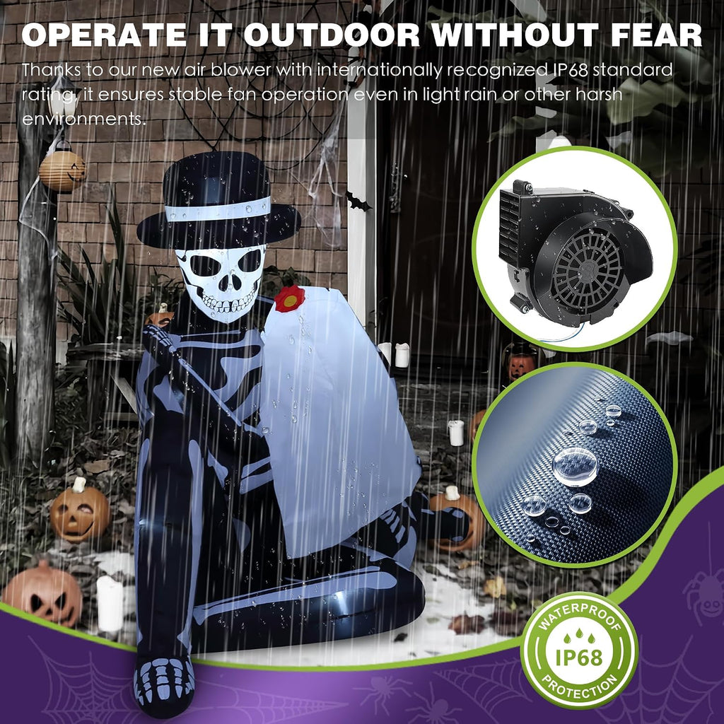 ZPISF 8.5 FT Giant Halloween Inflatables Cuddling Skeleton Couple