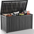 PatioZen 180 Gallon Resin Deck Box, Lockable Weatherproof Outdoor Storage Box for Furniture, Garden Tools and Tools Storage, Waterproof Outside Storage Boxes - Black