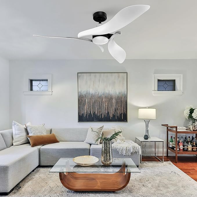 AEROFANTURE 54 Inch White Ceiling Fan, Quiet DC Motor