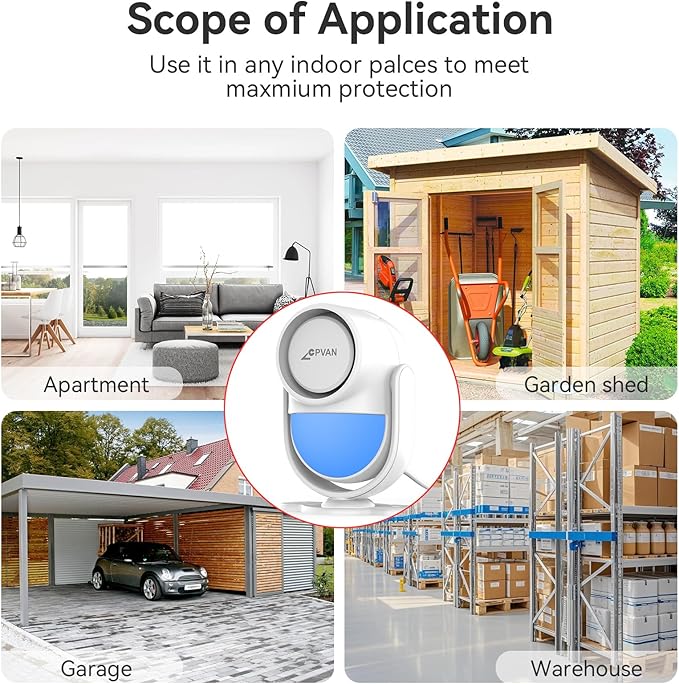 CPVAN WiFi Motion Sensor Alarm, 125dB Wireless DIY Smart PIR Motion Detector