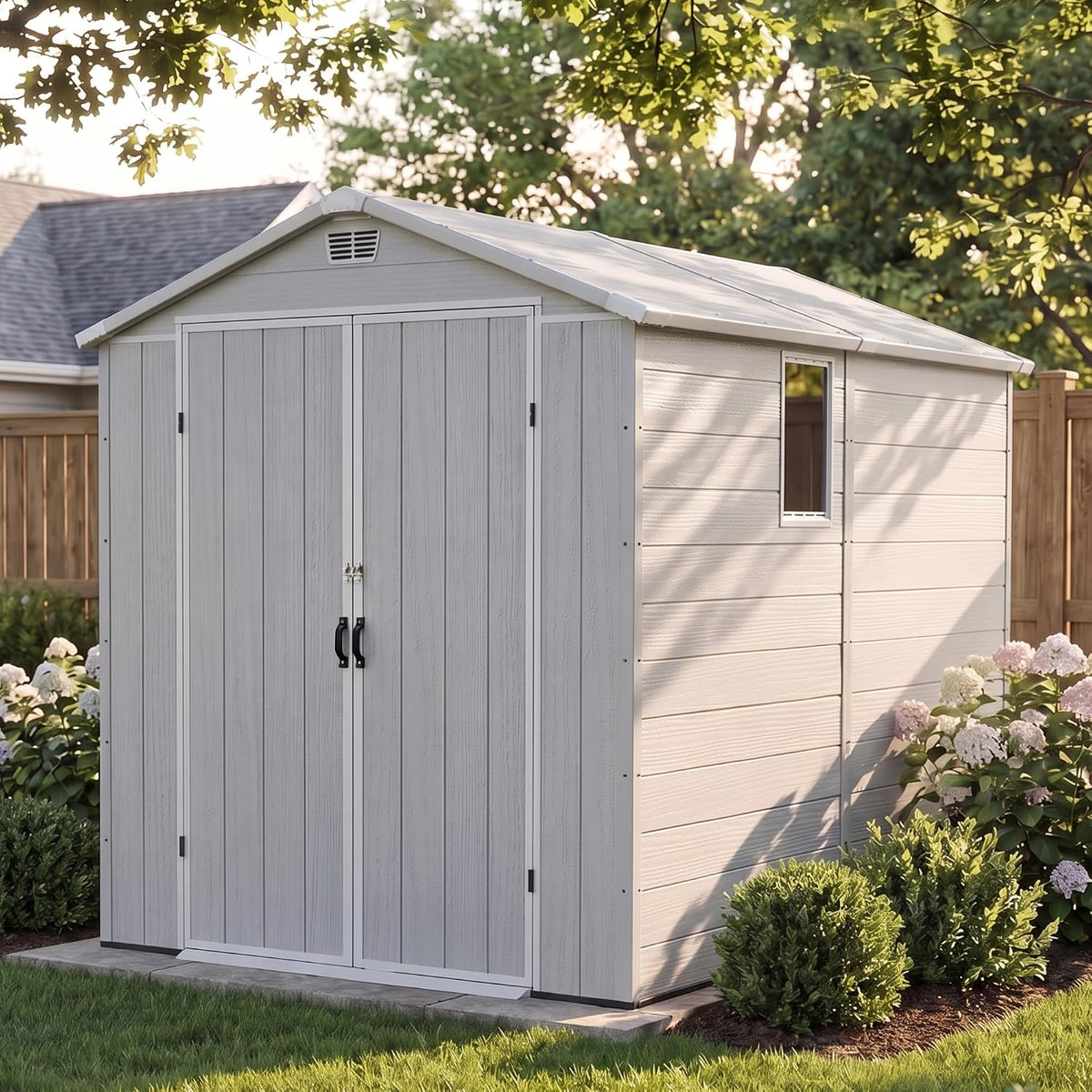 devoko 6x10 ft plastic storage shed with floor, package contents