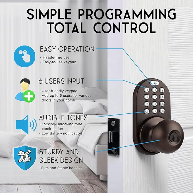 MiLocks TKK-02OB Digital Door Knob Lock