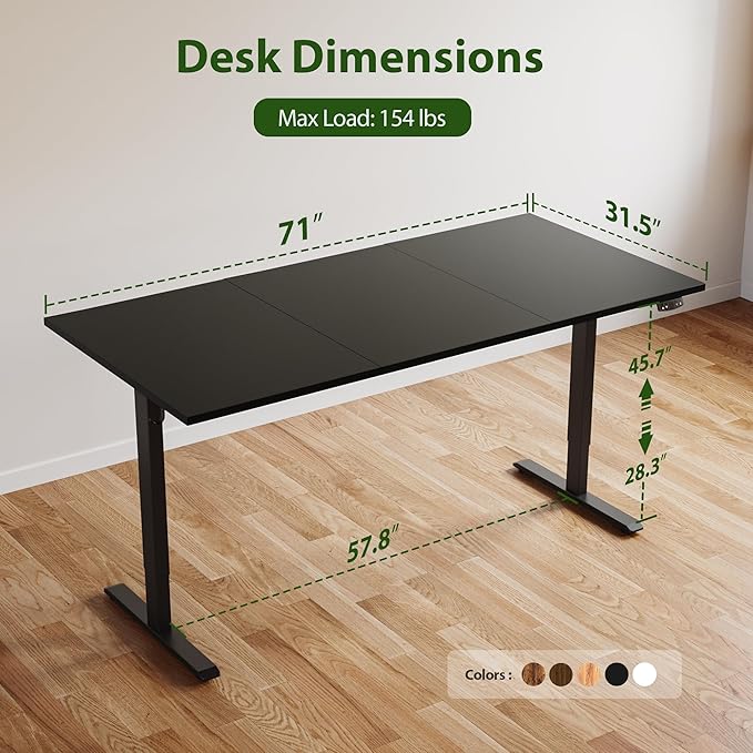 Agilestic Electric Standing Desk, Extra Large 71 x 31.5 Inches Height