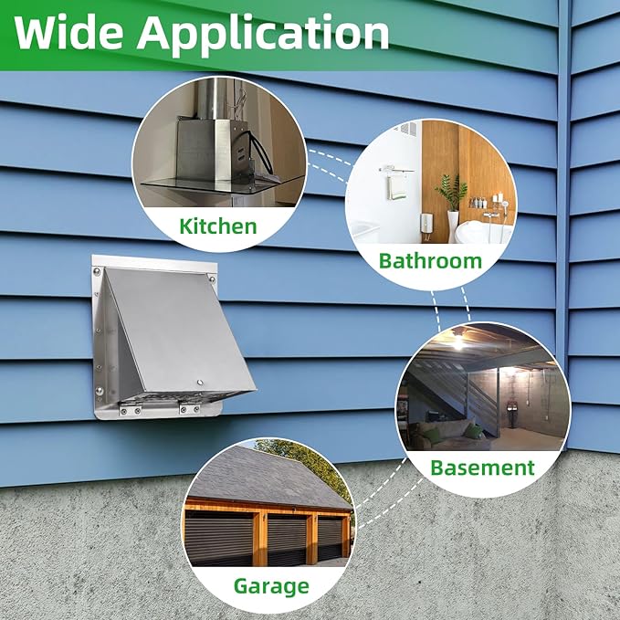 Dryer Vent Cover Outdoor 4 Inch, Dryer Vent Cover Outside, Exterior Hooded Wall