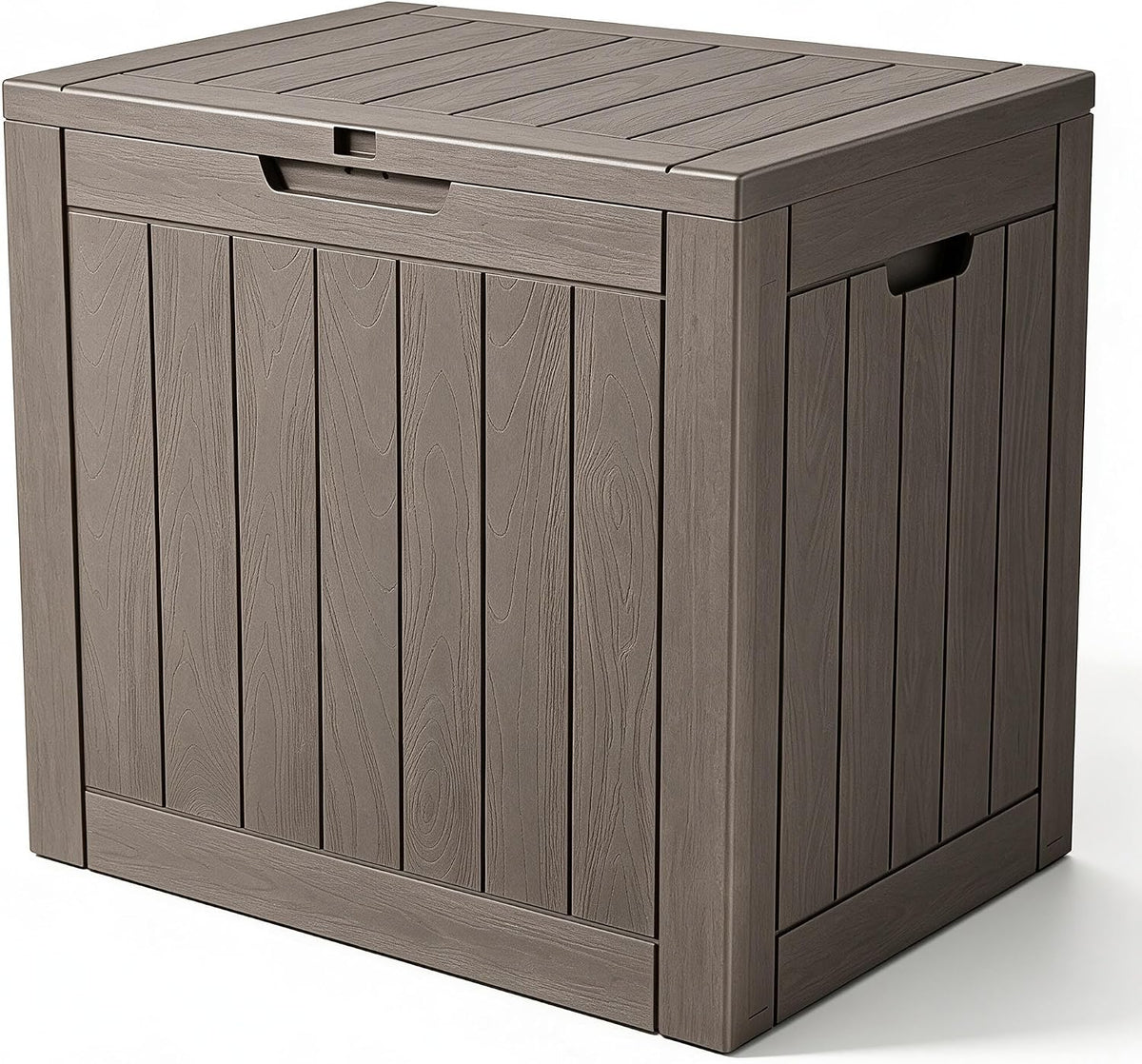 33 gal outdoor storage box waterproof lockable,deck box,black shown in use