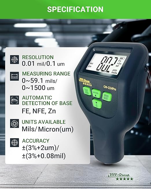 Paint Thickness Gauge CM-224Pro 2026 | Coating Thickness Meter Fe/Al/Zn | Auto