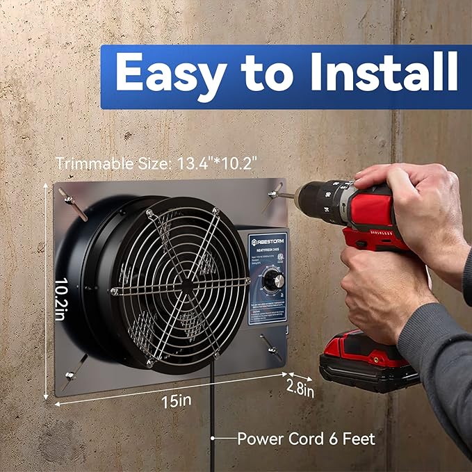 Abestorm 540CFM Crawlspace Ventilation Fans IP-55 Grade Basements Vent Fan 8.7