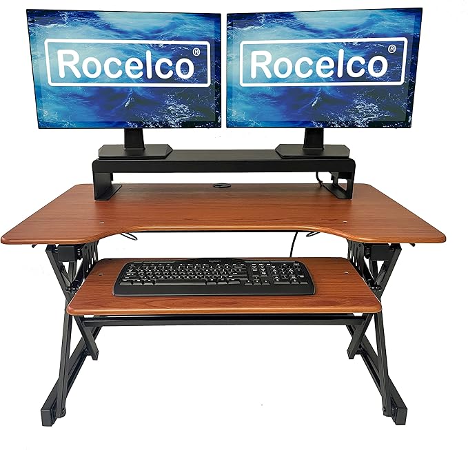 Rocelco 40" Large Height Adjustable Standing Desk Converter