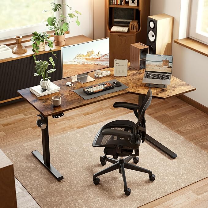 Agilestic Electric Standing Desk, L-Shaped 55 Inches Height Adjustable Desk