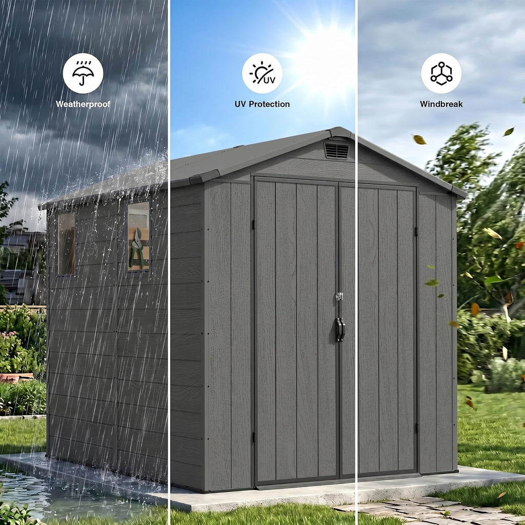 devoko 6x8 ft resin outdoor storage shed with, package contents
