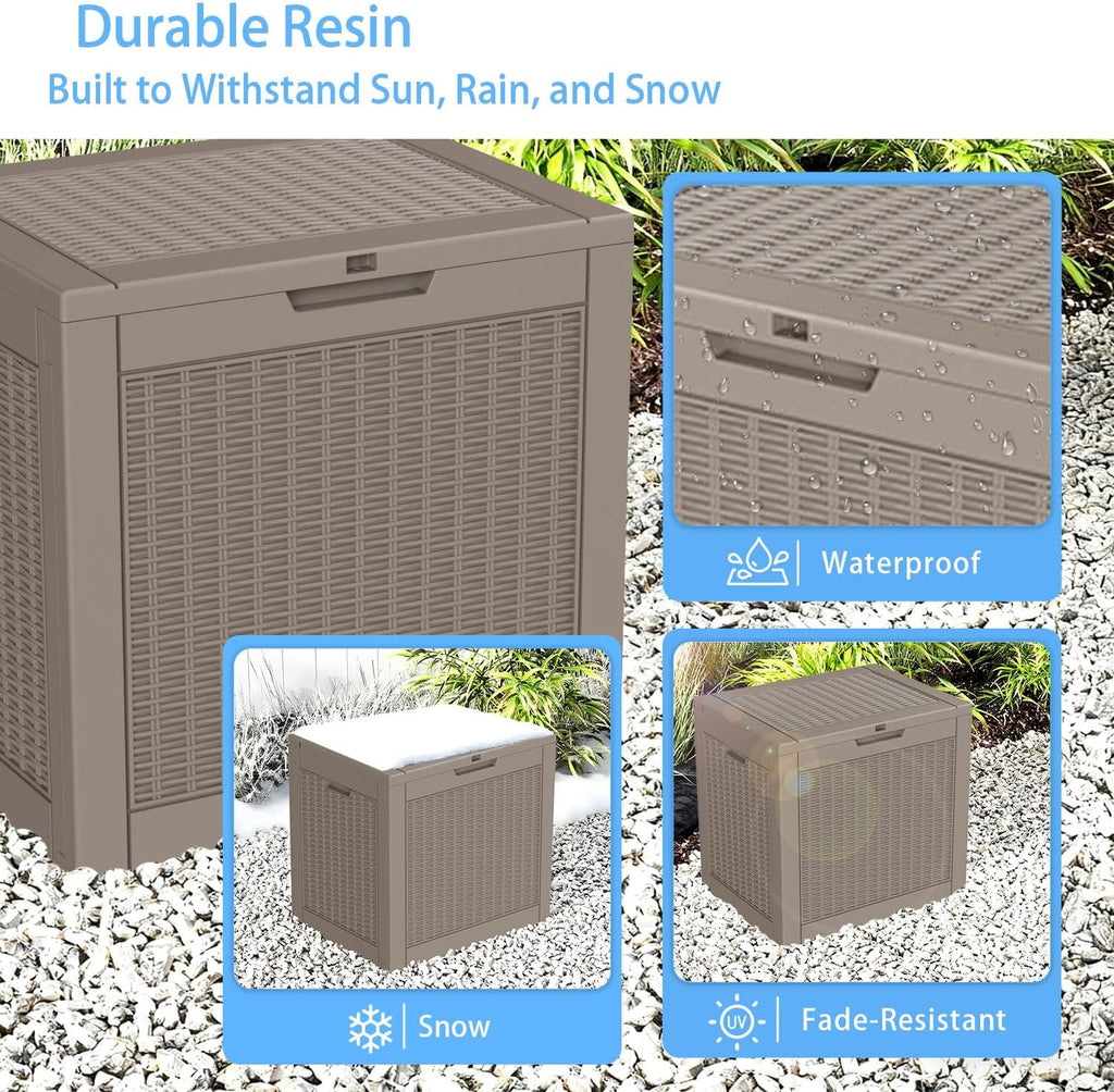 easyup 36 gallon outdoor storage box, outdoor deck, package contents
