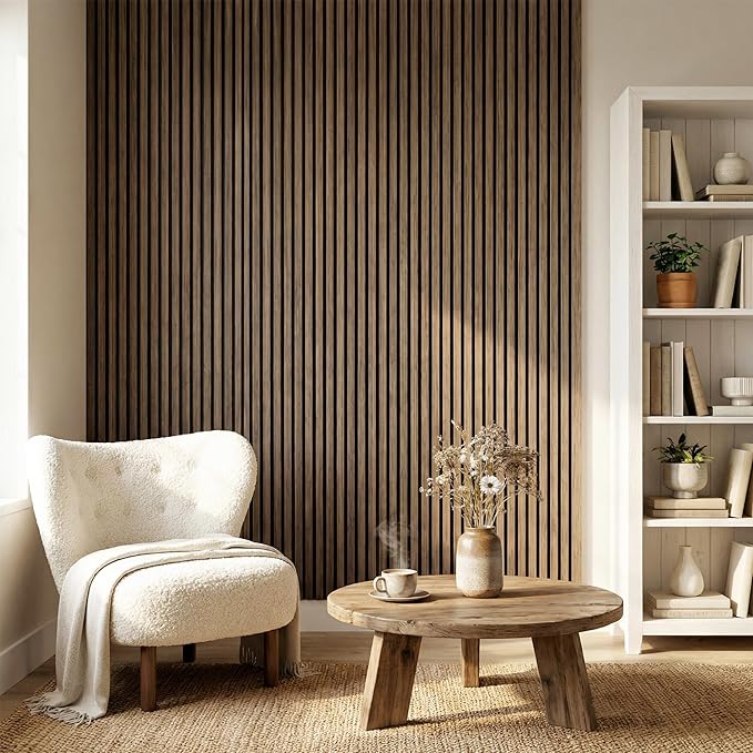 HOMCOM 4 Pack 3D Acoustic Panels, Wood Slat Wall Paneling