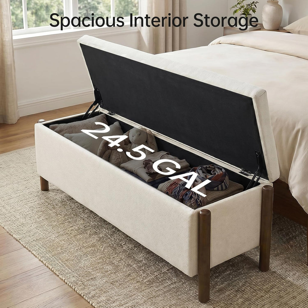 usaint 47" fabric upholstered end of bed storage, side view