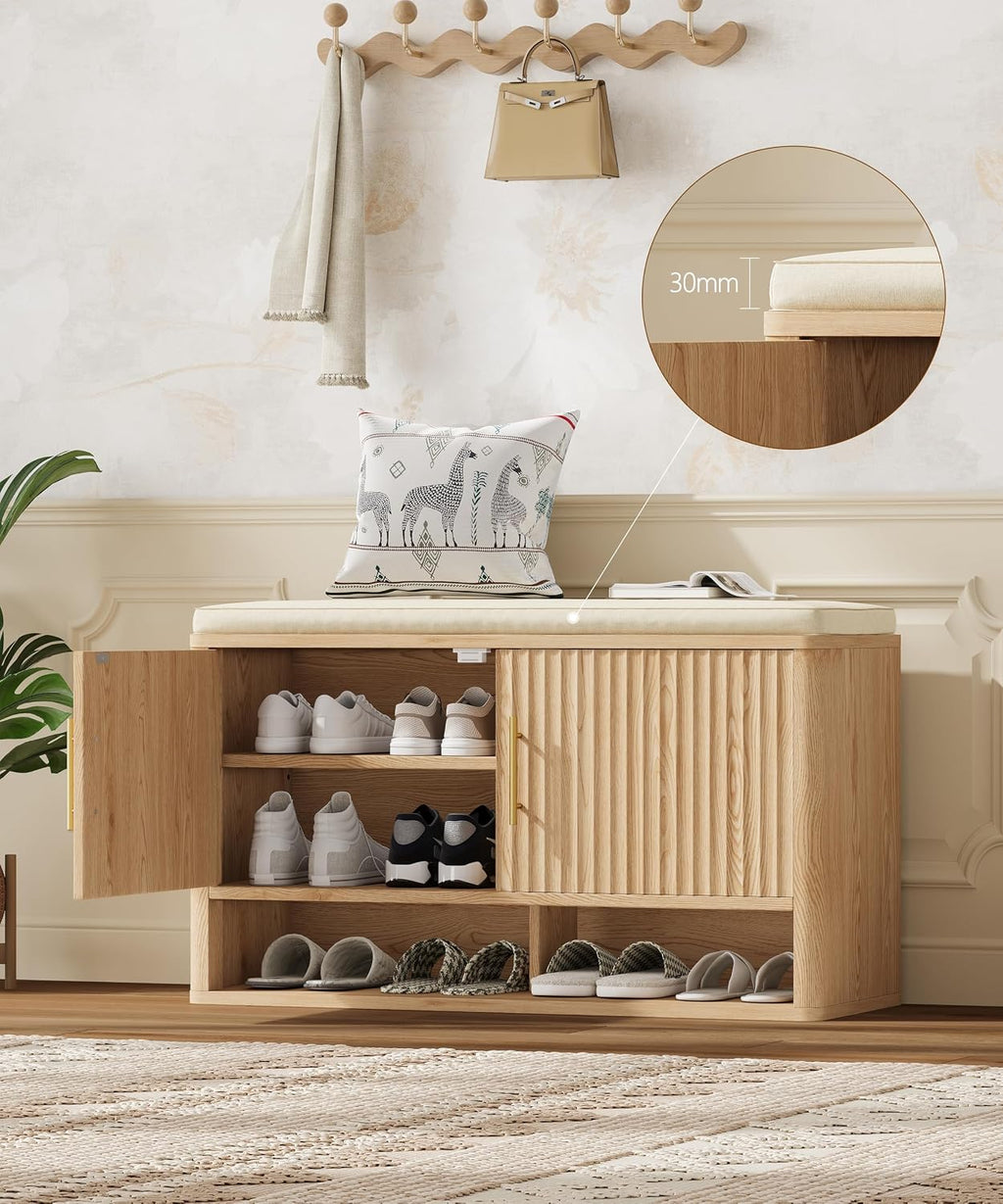 fluted shoe storage bench, entryway bench with adjustable, package contents