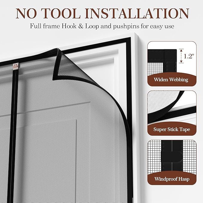 Yotache Magnetic Screen Door Fits 78" Wide x 86" Height Doors, Screen Size 80"